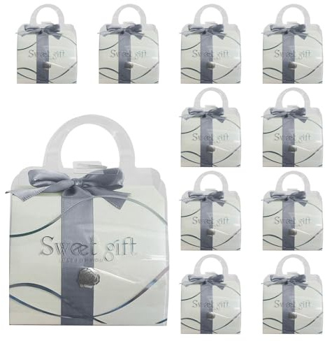 ONEBO 20 Stück Gastgeschenk mit transparente Schale, Süßigkeiten Schachtel, Gastgeschenke Schachtel Hochzeit, für Hochzeit Gastgeschenk Geburtstag Kommunion Geschenkverpackung Konfirmation (Weiß)
