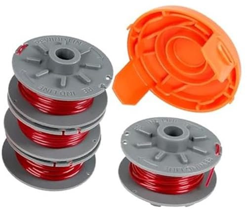 HUVNEXA Spulenfaden, for Gardena 5364-20, 1,6 mm x 6,1 m Rasentrimmer-Trimmer-Spulenfäden, for Gardena Turbo-Rasentrimmer SmallCut 2401 mit Abdeckung, for 05328-20 (4 Spulen + 1 Abdeckung) Rasenmähers