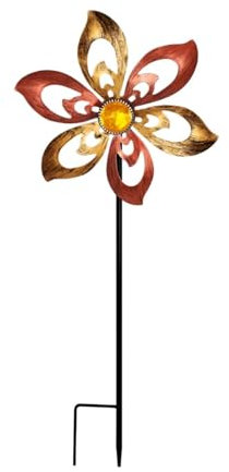 FewNvWa Windrad für den Garten, Windfänger im Vintage-Design, rustikales Eisen mit Metallpfahl, Windrad für den Innenhof, Rasendekoration