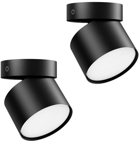 Klighten 2 Stück Deckenstrahler 1 Flammig GX53 Aufbauspot Schwenkbar Aufbaustrahler, Runde Deckenspots Aufputz Schwenkbar aus Aluminium, 81 x 79 mm, Ohne Leuchtmittel, Schwarz