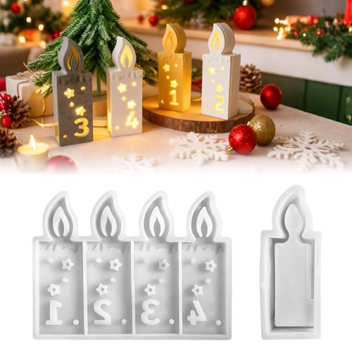 Silikonformen Gießformen Weihnachten, 2 Stück Silikonform Weihnachten Silikonform Adventskalender mit Zahlen 1-4 und Stern, Giessformen Silikon Gießformen Gips Gießen Formen Gipsformen Zum Gießen