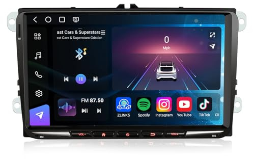 9 8-Kern 8GB+128 GB Android 14 Autoradio Bluetooth GPS Navi für VW Passat B6 Golf 5 Golf 6 Polo 6R Caddy T5 Tiguan Seat Skoda CarPlay Android Auto WiFi 4G Dab+ Touchscreen IPS Canbus