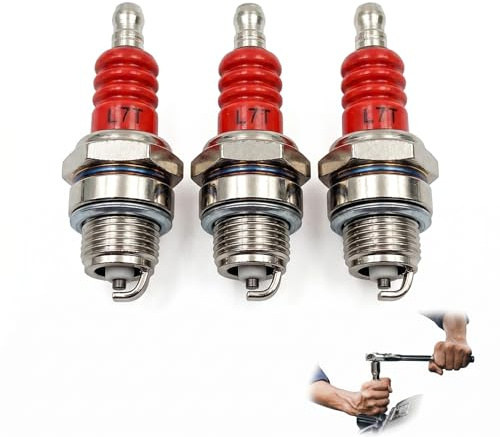 BLPRKOT 3 Pezzi Candela Accensione L7T in Ceramica Rossa per Motori 2 Tempi 49cc 50cc, Ricambio per Decespugliatore Motosega Tosaerba e Mini Moto