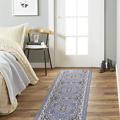 Home Dynamix Premium Sakarya Traditioneller Medaillon-Teppich, Landhausblau, 40 x 200 cm