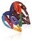 World Of Judaica David Gerstein Herz-Skulptur aus Stahl, Multicolored, Sculpture, Sculptur, Zuhause, Liebe, Zeitgenössisch, 22 x 19 cm