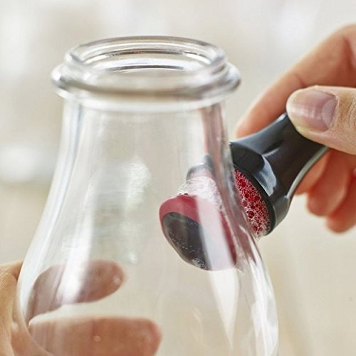 Magnetic Spot Scrubber Cleaner for Wine decanter Bottles Vases - Diameter 3,2cm - 4 colors - Soft rubber scrubber with Strong magnet is a Genius Glass Eraser - Cleans hard to reach areas, colour:black