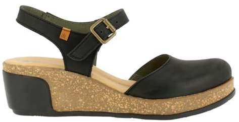 El Naturalista N5001 Leaves, Sandali con Chiusura Sul Retro Donna, Nero, 39 EU