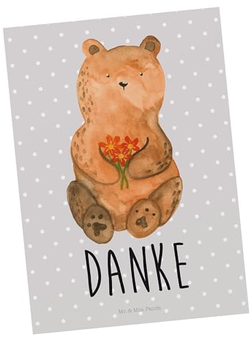 Mr. & Mrs. Panda Postkarte Bär Dankbar - Geschenk, Teddybär, Dankeschön, Einladungskarten Geburtstag, Blumen, Geburtstagskarte, Einladung Geburtstag,