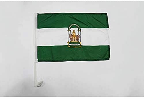 AZ FLAG Bandera de Coche Andalucía 45x30cm - Banderina Auto Andaluza 30 x 45 cm, Banderita ventana coche, Car Flag