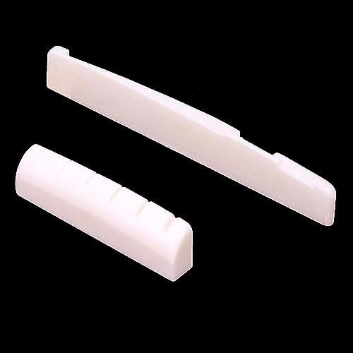 MINGZE 6 String Acoustic Classical Guitar Bone Bridge Saddle and Nut Made of Real Bone (For Acoustic)