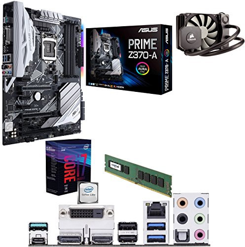 Intel Coffee Lake Core i7 8700k 5.0GHz Overclocked CPU, ASUS PRIME Z370-A Motherboard, 4GB 2133MHz Crucial DDR4 RAM & Corsair Hydro Series H45 Performance Liquid Cooler Pre-Built Bundle