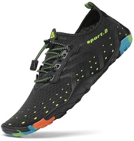 Chaussures Aquatiques Homme Femme pour Sport Surf léger Respirant Water Shoes, A-noir, 46 EU