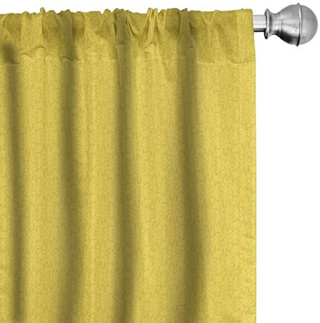ABAKUHAUS Gelb Vorhänge, Gardinen, Zusammenfassung Blatt Efeu Knospen, Fensterbehandlungen für Wohnzimmer Schlafzimmer Dekor, 2 Stück 75 cm b x 245 cm h, Gelb