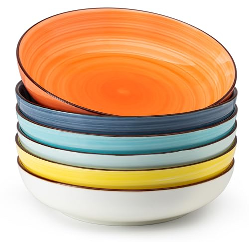 Sweese 128.002 Porzellan-Salat- und Nudelschalen, 850 ml, 6 Stück, verschiedene Farben