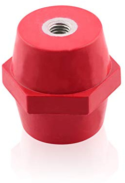 Intratec Isolator M6 25x22mm rot 10x – Selbstverlöschender Polyesterharz Stiftisolator für Sammelschienen & Stromverteiler für eine sichere Elektroinstallation