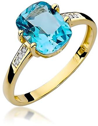 Damen Ring 585 14k Gold echt Topas Edelstein Diamanten Brillanten