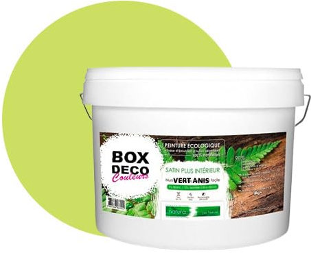 BOX DECO COULEURS Pintura de pared natural ecológica con aspecto satinado interior Natura – 10 l/130 m², verde anís