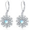 Schneeflocke Ohrringe 925 Sterling Silber Mondstein Schneeflocke Baumeln Tropfen Ohrringe Schneeflocke Schmuck Weihnachts Geschenke für Frauen Mädchen Damen