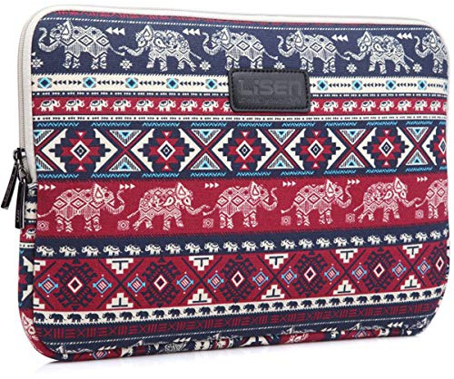 BSLVWG 10-15 Zoll Wald-Serie-Muster Wasserdicht Segeltuch Laptop-Hülle zum 13,3 Zoll Laptop Fall kompatibel mit MacBook Air 13 Hülle MacBook Pro 13 Hülle ipad 12.9 (14 Zoll, roter Elefant)