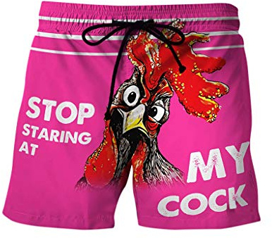 Badeshorts Herren Schnelltrocknend Mit Seitentasche - Gestreift Muster Truthähne Kurz Große Größen Schwimmhose Beach Shorts Hawaii (Hot Pink, L)