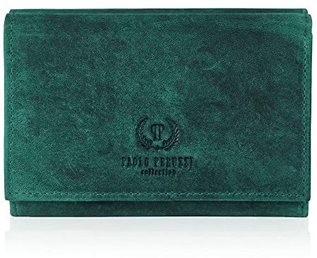 Geldbörse Damen Leder viele fächer Vintage klein mit RFID Schutz Paolo Peruzzi T-33 Grün