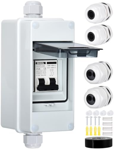 DIHOOL PV DC leitungsschutzschalter 20A 2 polig mit 3 module verteilerkasten aufputz ip65 wasserdichtes gehäuse