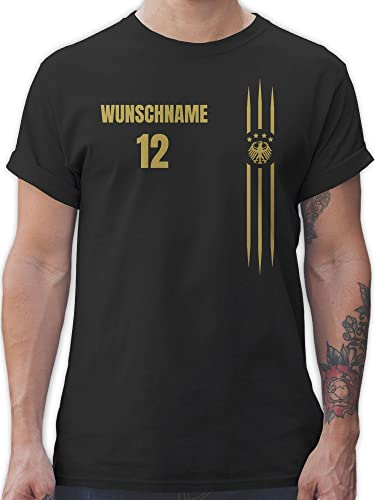 T-Shirt Herren - 2026 Fussball WM Fanartikel - Deutschland Name und Nummer - L - Schwarz - Deutschland- Trikot em Tshirt 2024 fußball Germany Shirt personalisierbar fußball-Fanartikel fußball.