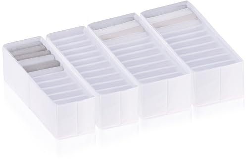ROW&LINE® – Home Organizer Set – extra hohe Fächer für T-Shirts, Pullover & Unterwäsche – Aufbewahrung für Kleiderschrank – strapazierfähig & abwaschbar für Kleiderschrank – weiß – Size: 2x S | 2x L