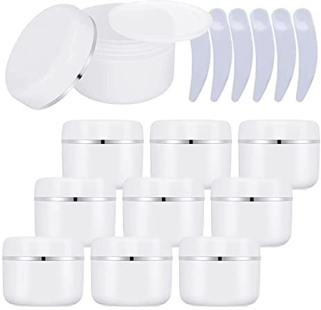 LusDoly 24 pièces 50 g Blanc Pots en Plastique Avec Bouchon à vis, 50 ml Avec Bord argenté Cosmétiques en Voyage récipient Lotion Crème onguents Masque facial Pots DIY