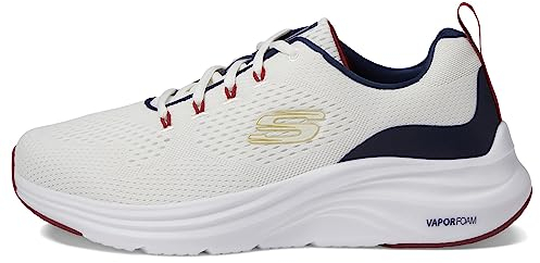 Skechers Men's Vapor Foam Trainers, White Mesh/Synthetic/Navy Red Trim, 10 UK