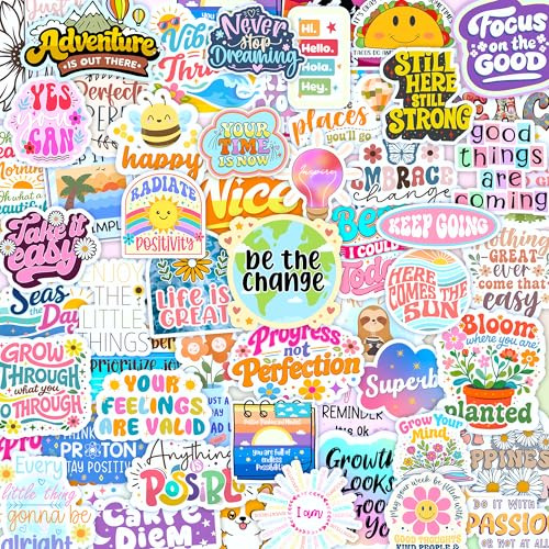 300PCS Affirmation Stickers, Holographic Motivational Sticker Pack, Positive Journal Encouraging Shiny Quotes for Kids, Teachers, Classroom, Waterproof Scrapbook Supplies