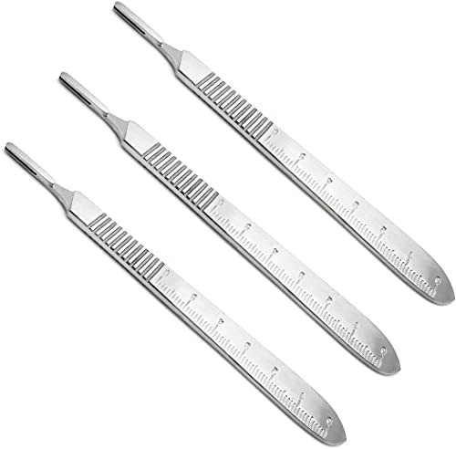 3 Pcs Stainless Steel Scalpel Handle No #3 Cutting Tool Surgical, Sign, Craft, Card Making Cutter, Podiatry, Dental