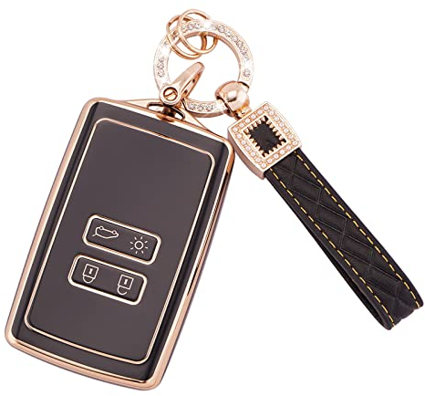 Koaudb Coque de clé pour Voiture pour Clio Megane Koleos Kadjar Talisman Captur Espace Dacia Duster TPU 4 Boutons Coque Clé Télécommande Coque de Protection étui Carte Dacia (BP-Rnl)