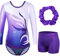 ZNYUNE Gymnastikanzug Hose mädchen Turnanzug Ärmellos/Langarm turnkleidung mädchen Gymnastik Tumbling Tanz Hose KHB272 WhitePurple 6A