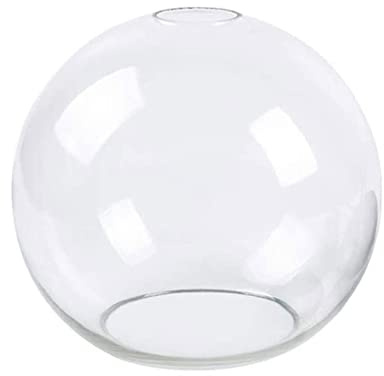 HOMEXO Kugelförmiger Lampenschirm aus Klarem Glas - Ersatz Mit Öffnung an Zwei Enden, D13, D15, D20, D25, D18 cm - Glasabdeckung, Kugel-Form, 1 Stück (Size: D13cm)