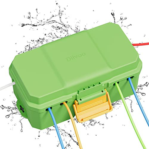 Diivoo Outdoor Waterproof Electrical Box (11.97 x 7.34 x 5 inch), Large Size 6 Cable Seal Entry,Weather Proof Plug Box,Outside Connection Socket Enclosure for Extension Leads,Holiday Garden Lights