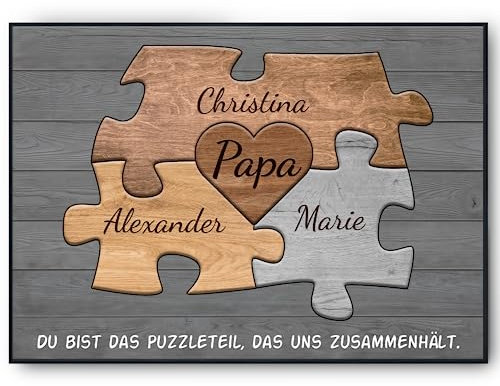 Tigerlino® personalisiertes Geschenk für Papa von Tochter, Sohn, Frau, Familie, Kinder | Vater Geburtstag Papa Familienbild gestalten | Vatertagsgeschenk personalisierte Geschenke Papa Puzzle 3 Namen