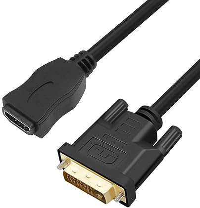 MMOBIEL Adaptateur de Câble HDMI vers DVI - Bidirectionnel - DVI-D Mâle Dual Link vers HDMI Femelle - Câble de Conversion pour Moniteur, PC, TV, Projecteur - 1080p Full HD 60Hz - Connecteur Or 0,3 m