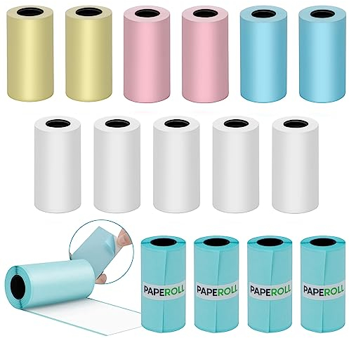16 Rollos Etiquetas Adhesivas Impresora Termica 57x30mm etiquetas impermeables Rollo Papel Impresora Termica Texto y Dibujos Incluye 11 Rollos de Papel Térmico y 5 Rollos de Papel Adhesivo