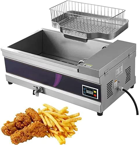 Electric Deep Fryer Fat Chip Fry Double Single Tanks Commercial Countertop Stainless Steel Chip Fryer French Fries, 220-240V Oil Pan Total Electric Fryer Easy Clean,25L (25l) small gift