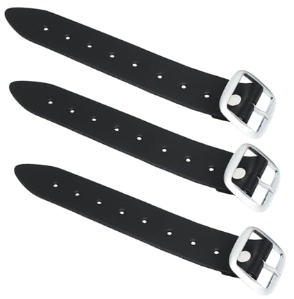 UMAM Herren Kilt-Gürtelverlängerung, echtes Leder, schwarze Riemen, 17,8 cm lang, 3,2 cm breit (3 Stück) – Highland-Kilt für Herren – Kiltsriemen für Herren, Schwarz, Einheitsgröße