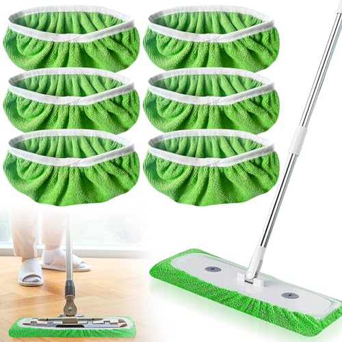 6 Pezzi Riutilizzabili per Sweeper Mop,Lavabili in Microfibra Panni Uumidi con Elevata Assorbimento di Acqua e Sporco, Rivestimento di Ricambio per Uso Umido e Secco per Sweeper lavapavimenti