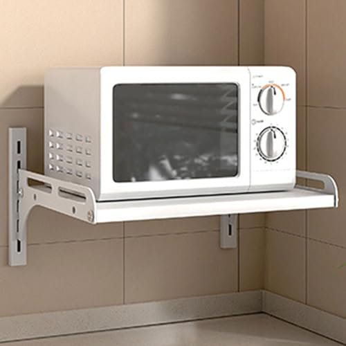 Dxcaicc Support Mural pour Four à Micro-Ondes, étagère pour Four à Micro-Ondes Commercial ou Domestique, Organisateur de Rangement de Cuisine pour appareils,Blanc,46cm/18.1in
