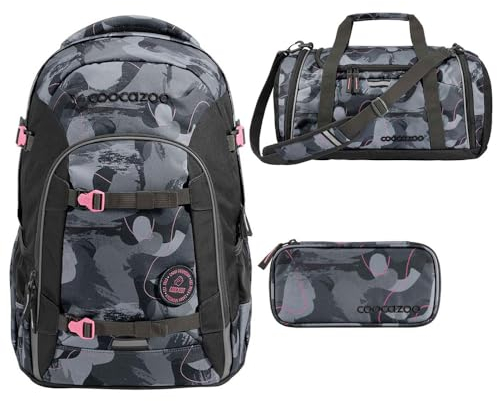 coocazoo JOKER Schulrucksack-Set 3tlg inkl. Sporttasche und Schlamperbox (Bubble Brush)