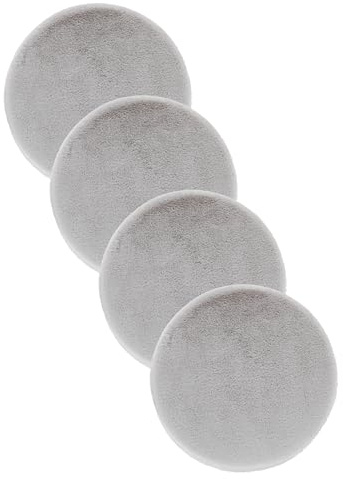 Astra Hochwertiger Kunstfell Teppich flauschig - Teppich Wohnzimmer - Hochflorteppich Lammfell Schaffell Accessoire - Dekofell 4er Set Silber Rund Ø 35 cm