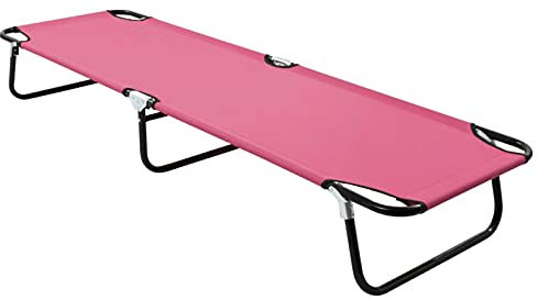 Rantry Klappbare Sonnenliege, Stahl, Rosa, Liegestuhl, Chaiselonge, Outdoor, Garten, Sonnenliegen, Liegestühle für Strand, Terrasse, Pool und Camping