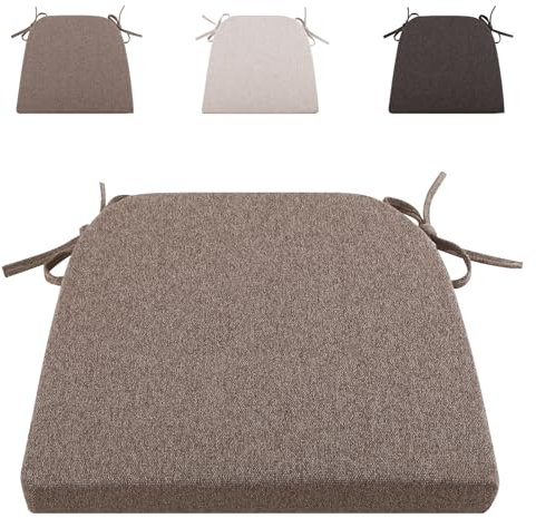 Stuhlkissen 43*41cm Sitzkissen U form Rutschfestes Waschbares Stuhlauflage Sitzpolster Auflage für Stuhl Sitzkissen Gartenstuhl Küche Esszimmer Stuhlkissen mit Bändern Outdoor Indoor (Graubraun-1pcs)