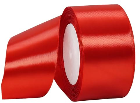 Rot Satinband 40mm,Geschenkband Satinband 22 Meter Polyesterband,Rot Schleifenband für Geschenkverpackung,Dekoration,Hochzeit,Weihnachten,Bastelarbeiten,und Geschenkverpackung