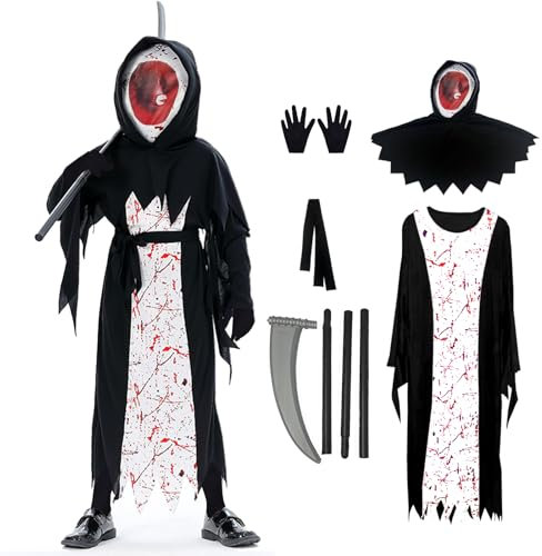 JINGTOPS costume da grim reaper, Costume da falce, unisex, per feste di Halloween (M)