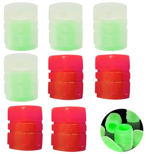 QOCUILC 8er-Pack Auto-Ventildeckel aus Aluminium, fluoreszierend und beleuchtet, geeignet für Reifen von Autos, Motorrädern und Fahrrädern, langlebig und wetterbeständig.